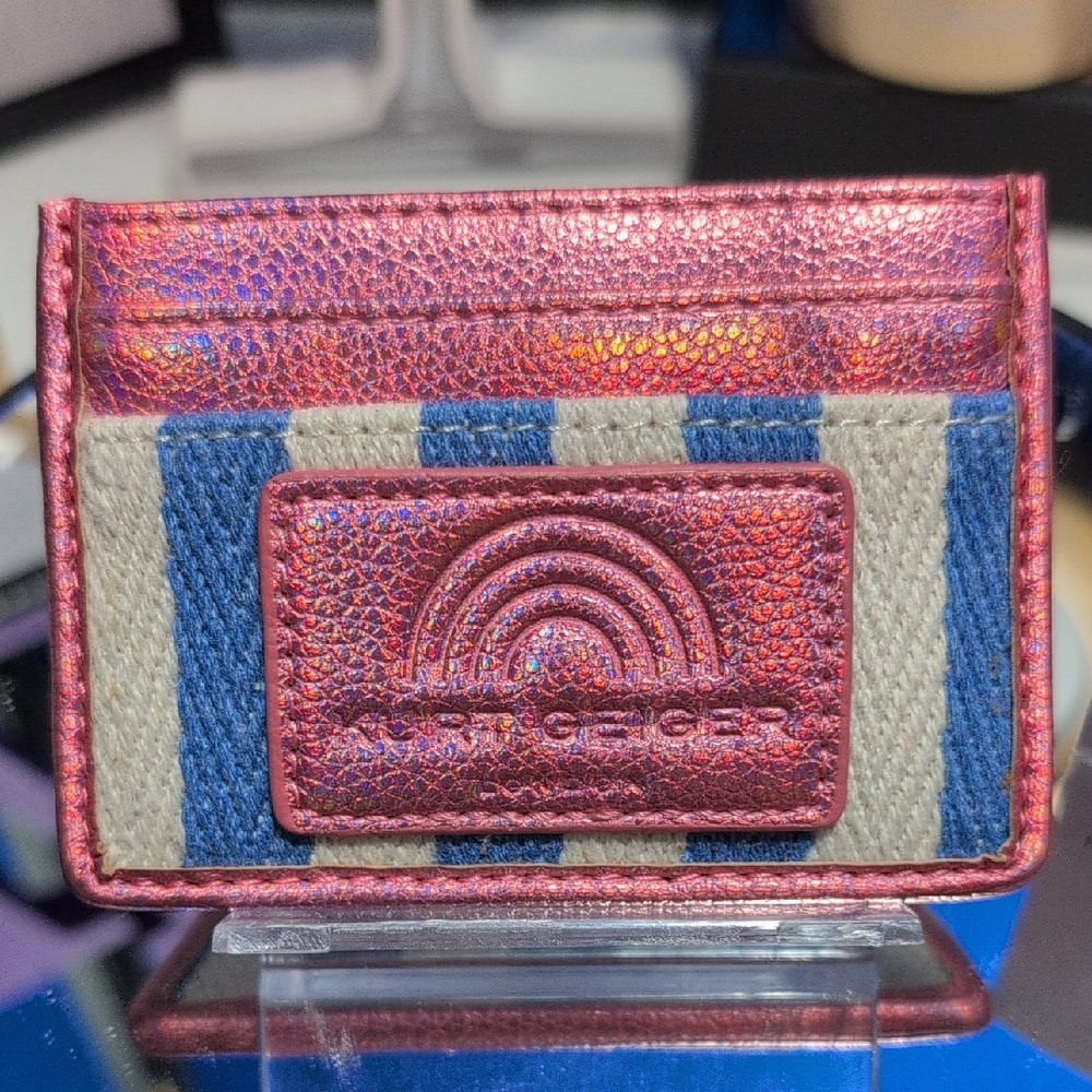 Kurt Geiger South Bank Metallic Pink and Blue Card Holder🔥 Sold Out In Stores